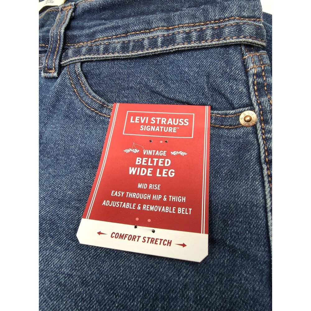 Levi Strauss Signature Vintage Inspired Tie Belted Wide Leg Jeans Women's 8/29 - Picture 9 of 15